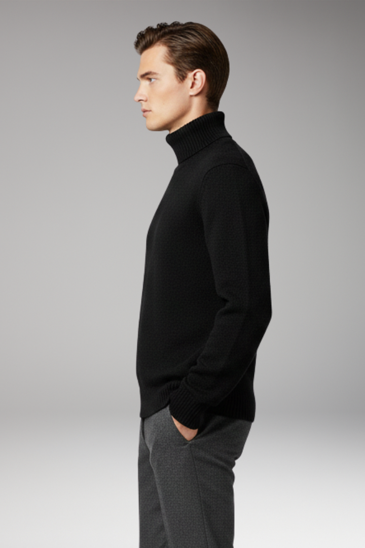 Men's Turtleneck Sweater Ribbed Cuffs