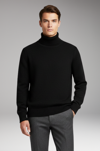 Men's Turtleneck Sweater Ribbed Cuffs