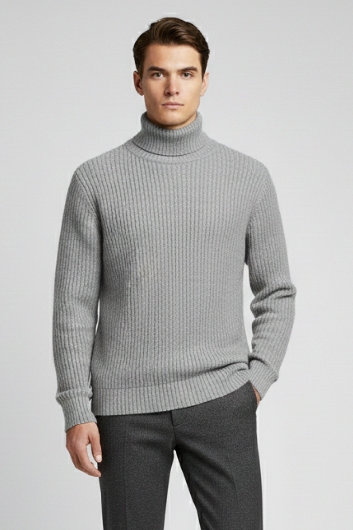 Men's Turtleneck Sweater Ribbed Cuffs