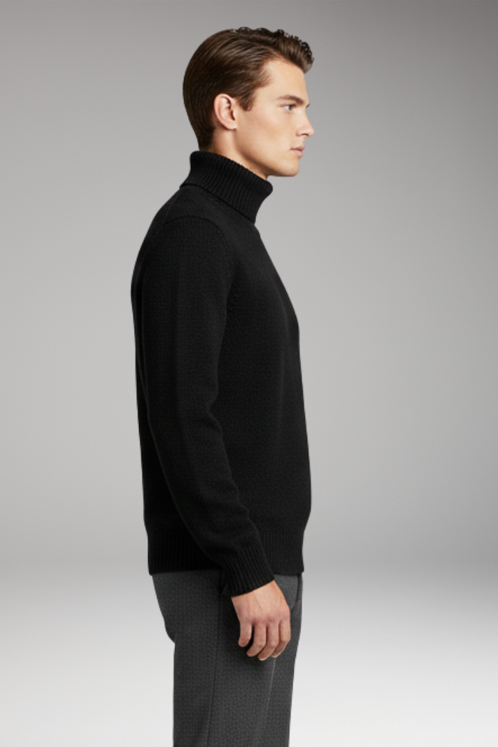 Men's Turtleneck Sweater Ribbed Cuffs
