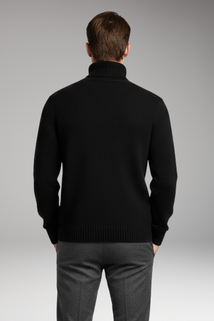 Men's Turtleneck Sweater Ribbed Cuffs
