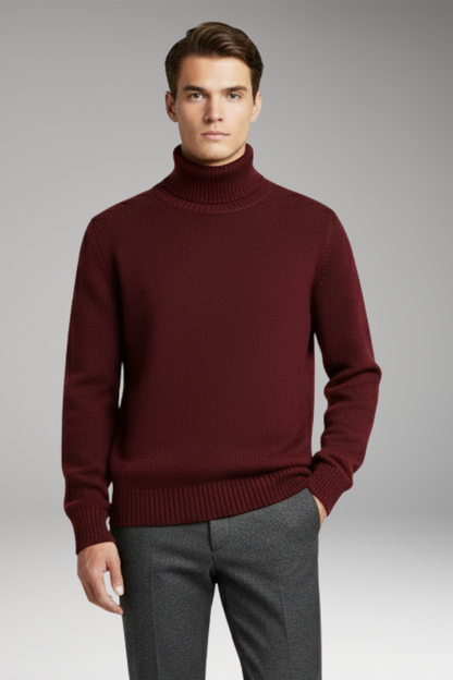Men's Turtleneck Sweater Ribbed Cuffs