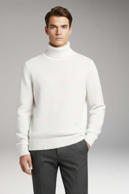 Men's Turtleneck Sweater Ribbed Cuffs