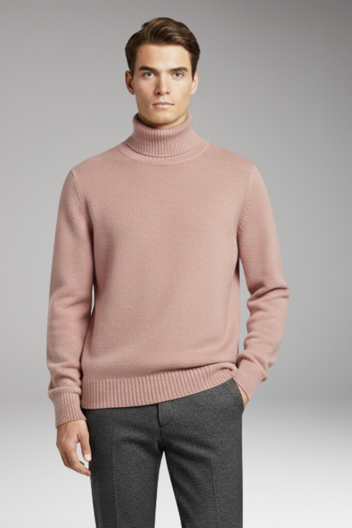 Men's Turtleneck Sweater Ribbed Cuffs