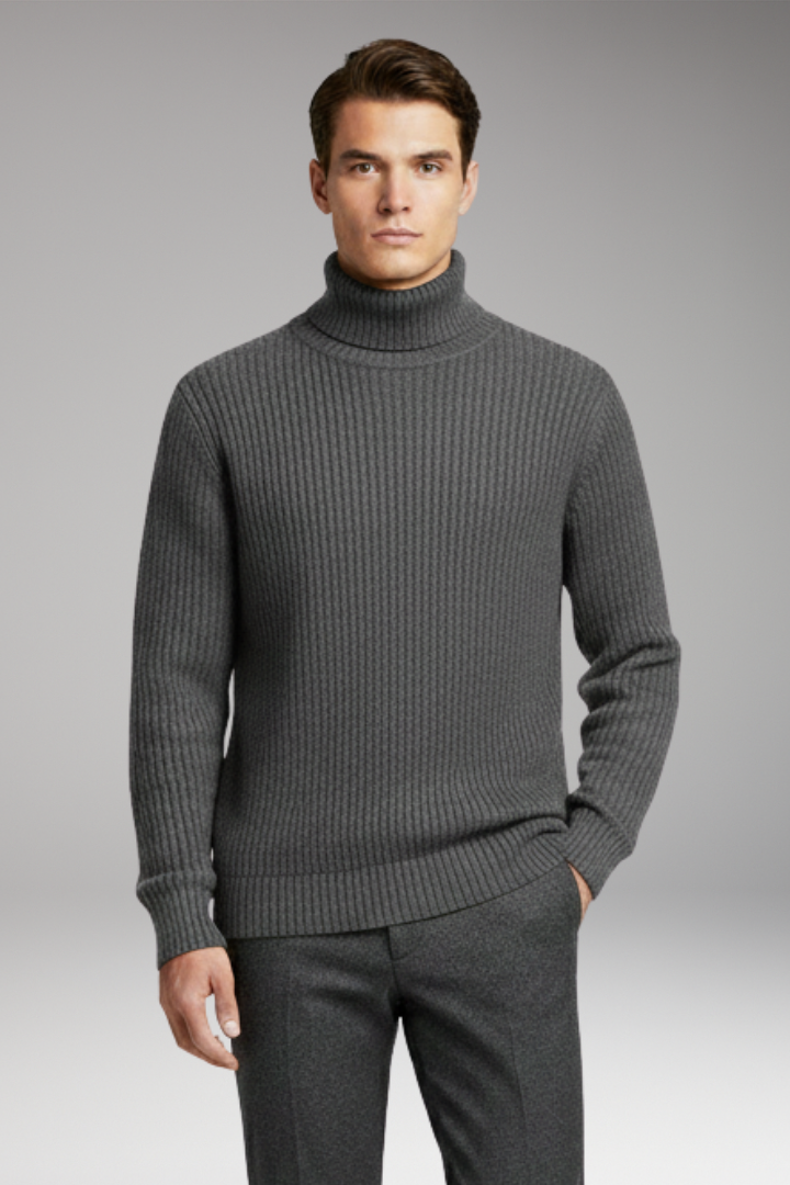 Men's Turtleneck Sweater Ribbed Cuffs