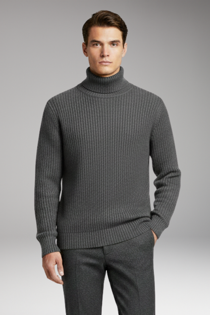 Men's Turtleneck Sweater Ribbed Cuffs