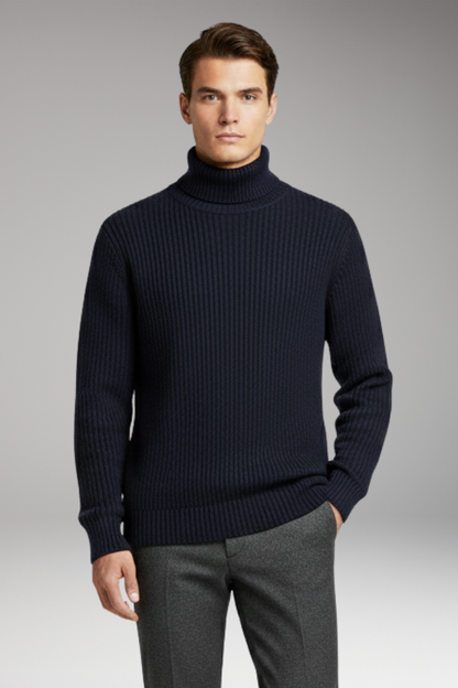 Men's Turtleneck Sweater Ribbed Cuffs