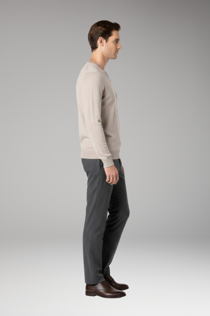 Men's V-Neck Sweater Ribbed Trim