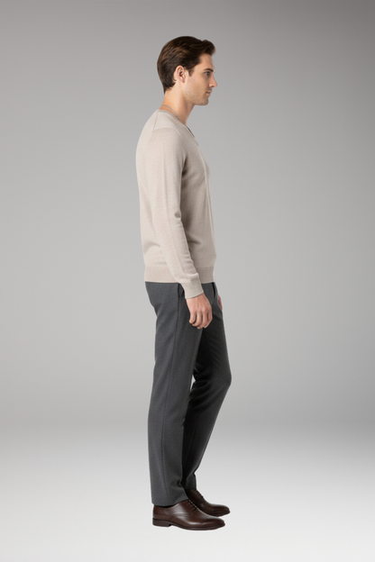 Men's V-Neck Sweater Ribbed Trim