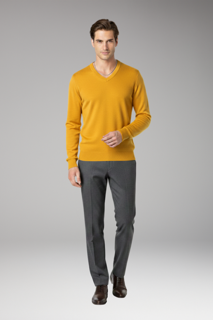 Men's V-Neck Sweater Ribbed Trim