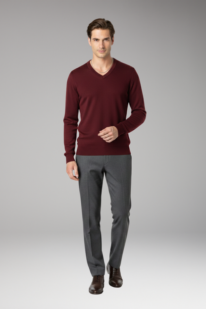 Men's V-Neck Sweater Ribbed Trim
