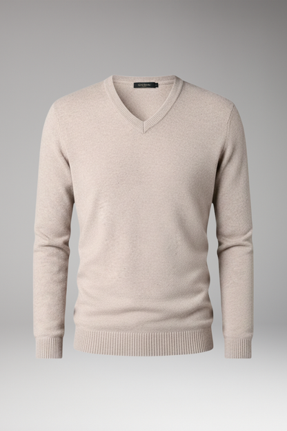 Men's V-Neck Sweater Ribbed Trim - VibreMode