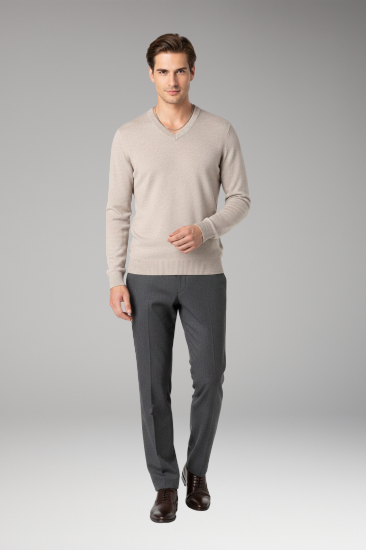 Men's V-Neck Sweater Ribbed Trim