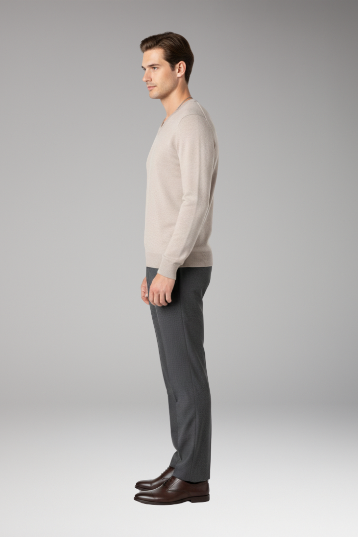 Men's V-Neck Sweater Ribbed Trim