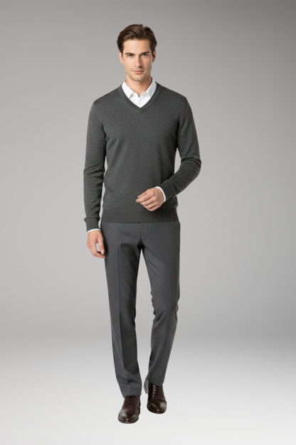 Men's V-Neck Sweater Ribbed Trim