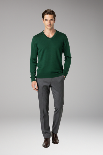 Men's V-Neck Sweater Ribbed Trim