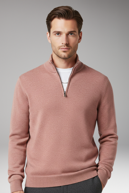 Men's Zip Neck Textured Sweater