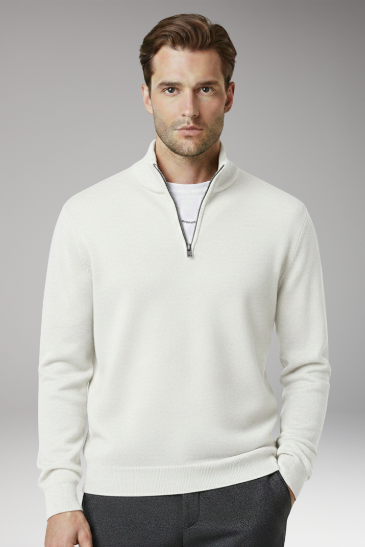 Men's Zip Neck Textured Sweater