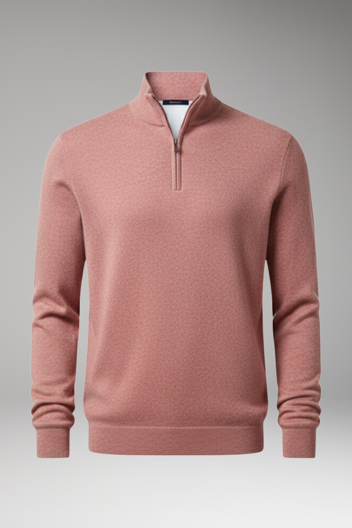 Men's Zip Neck Textured Sweater - VibreMode
