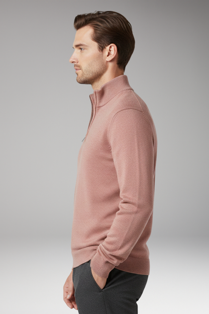 Men's Zip Neck Textured Sweater