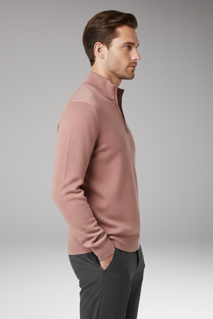 Men's Zip Neck Textured Sweater