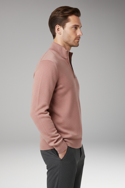 Men's Zip Neck Textured Sweater