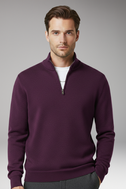 Men's Zip Neck Textured Sweater
