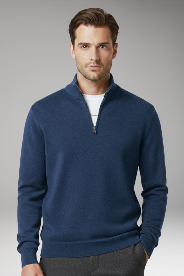 Men's Zip Neck Textured Sweater