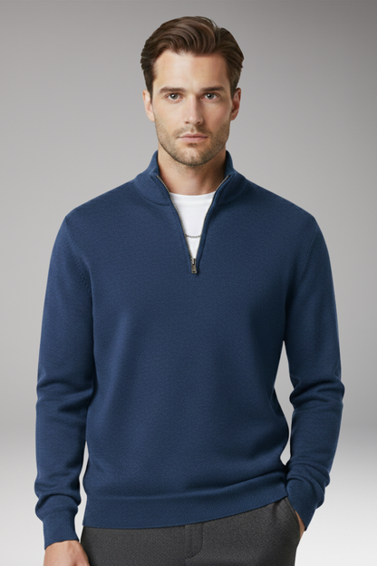 Men's Zip Neck Textured Sweater