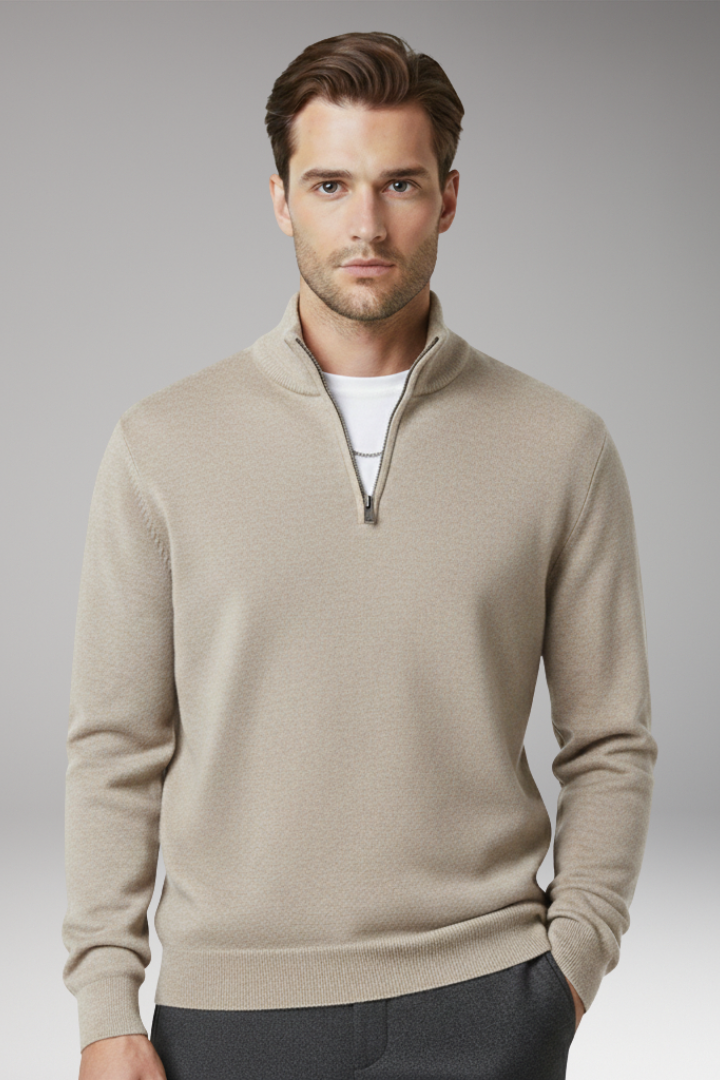 Men's Zip Neck Textured Sweater