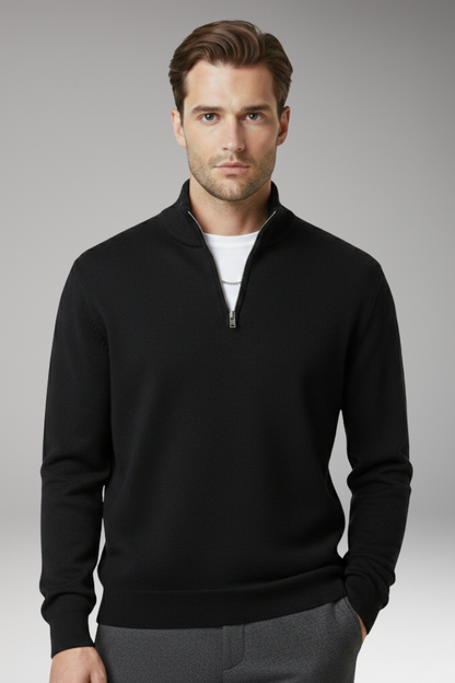 Men's Zip Neck Textured Sweater