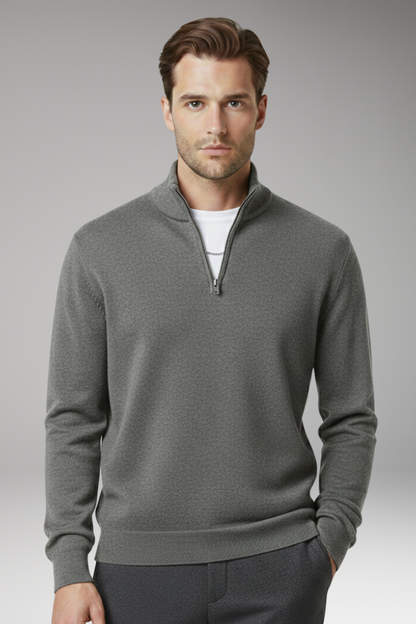 Men's Zip Neck Textured Sweater