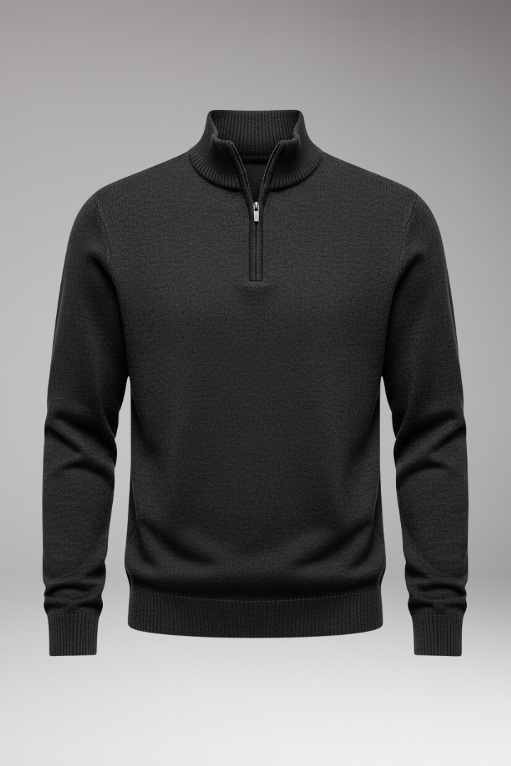 Men's Half-Zip Sweatshirt Ribbed Cuffs - VibreMode