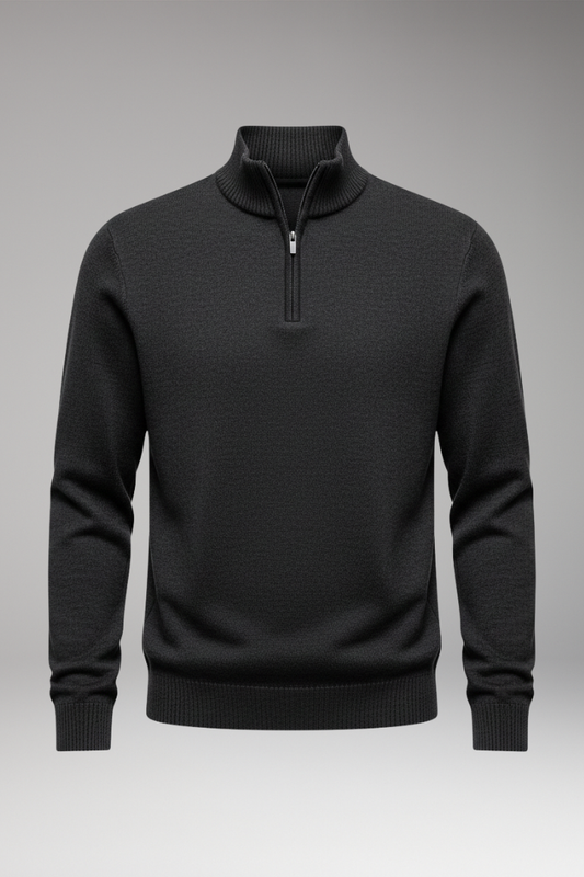 Men's Half-Zip Sweatshirt Ribbed Cuffs - VibreMode