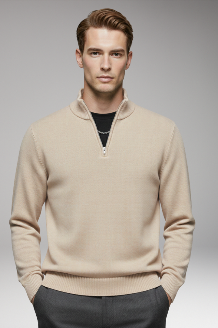 Men's Half-Zip Sweatshirt Ribbed Cuffs