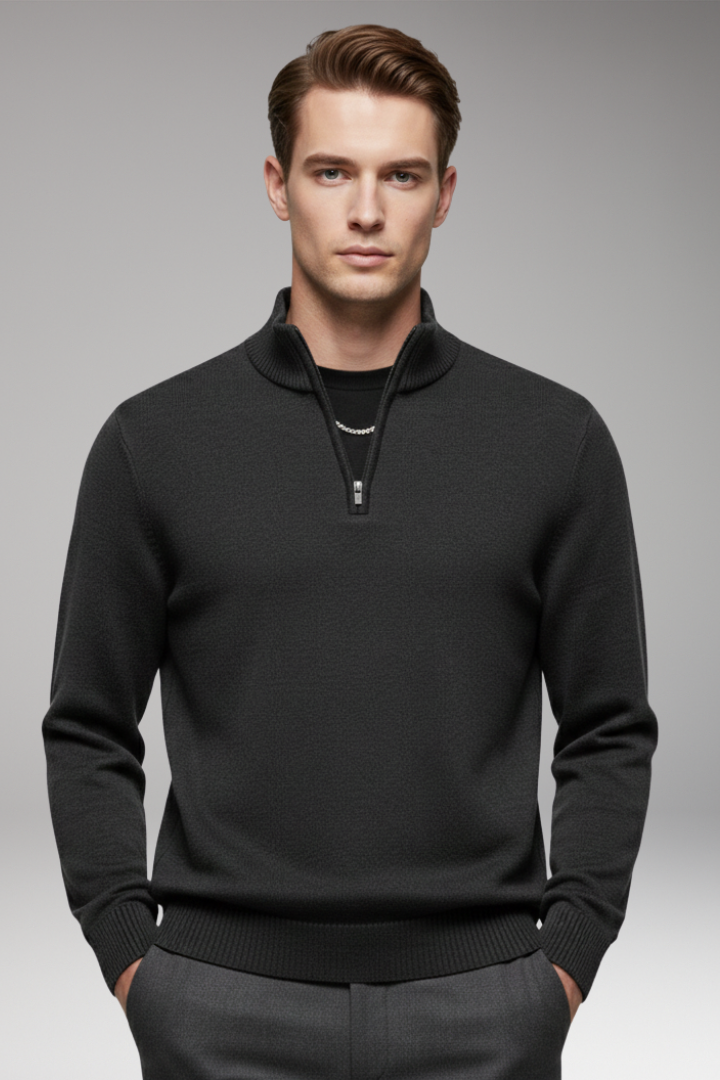 Men's Half-Zip Sweatshirt Ribbed Cuffs
