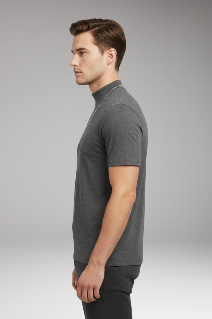 Men's Short Sleeve High Collar T-Shirt