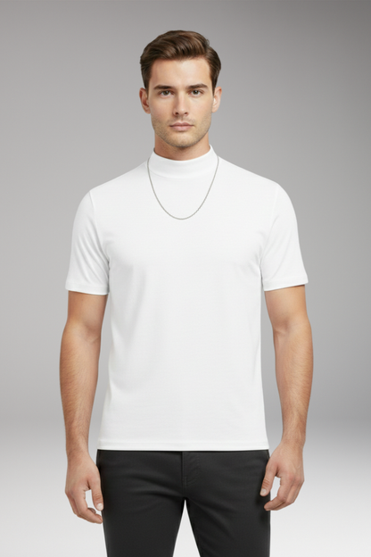 Men's Short Sleeve High Collar T-Shirt