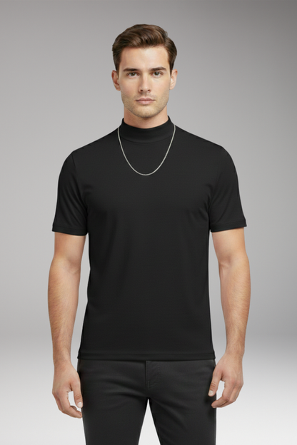 Men's Short Sleeve High Collar T-Shirt