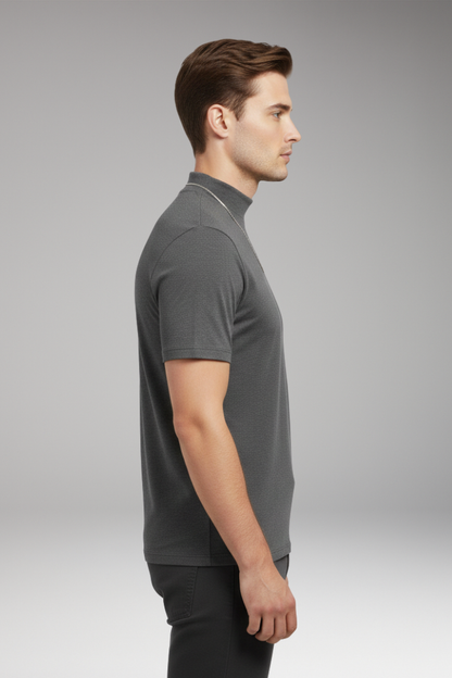 Men's Short Sleeve High Collar T-Shirt