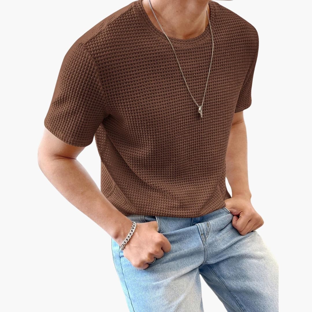 Men's Short Sleeve Crew Neck T-Shirt Textured