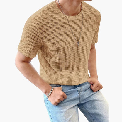 Men's Short Sleeve Crew Neck T-Shirt Textured
