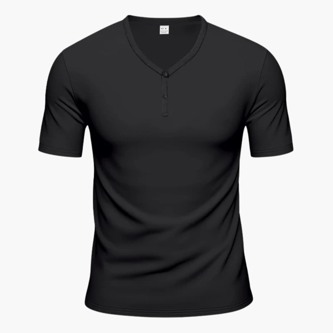 Men's Short Sleeve Henley T-Shirt Textured Button Front - VibreMode
