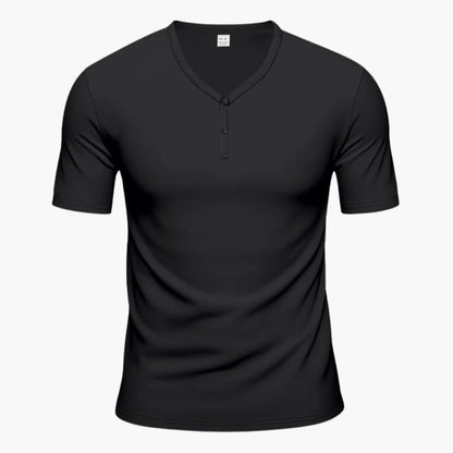 Men's Short Sleeve Henley T-Shirt Textured Button Front - VibreMode