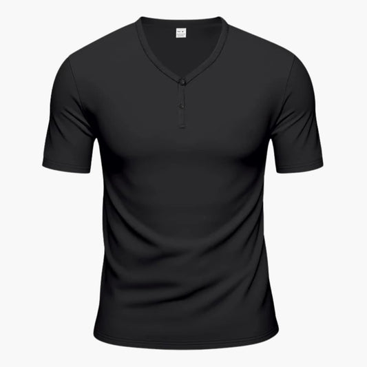 Men's Short Sleeve Henley T-Shirt Textured Button Front - VibreMode