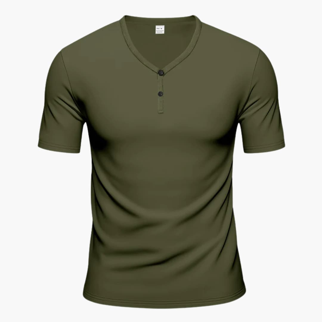 Men's Short Sleeve Henley T-Shirt Textured Button Front