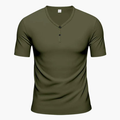 Men's Short Sleeve Henley T-Shirt Textured Button Front