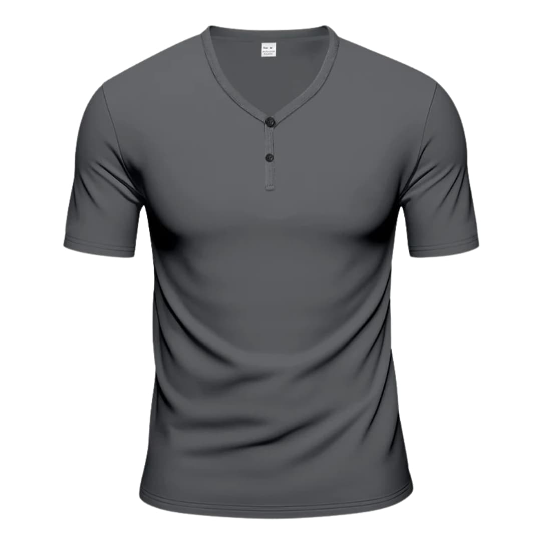 Men's Short Sleeve Henley T-Shirt Textured Button Front