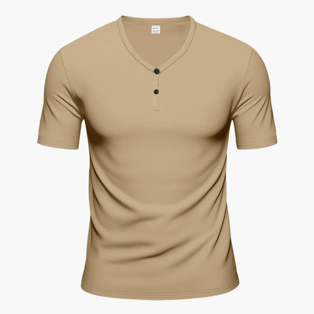 Men's Short Sleeve Henley T-Shirt Textured Button Front