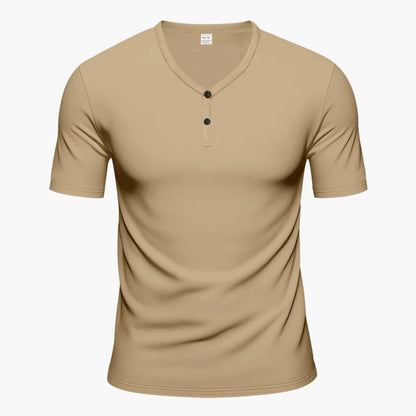 Men's Short Sleeve Henley T-Shirt Textured Button Front